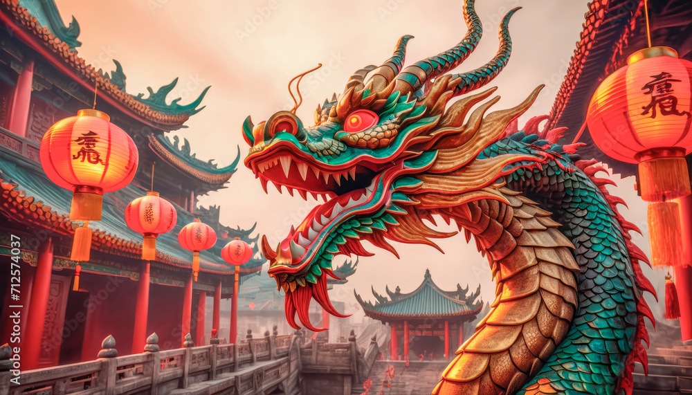 Fototapeta premium Beautiful fantasy dragon. Year of the Dragon according to the eastern horoscope