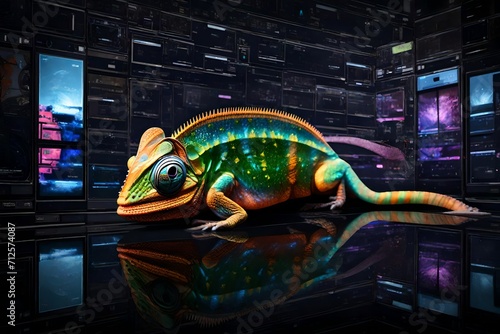 green chameleon - Chamaeleo calyptratus photo