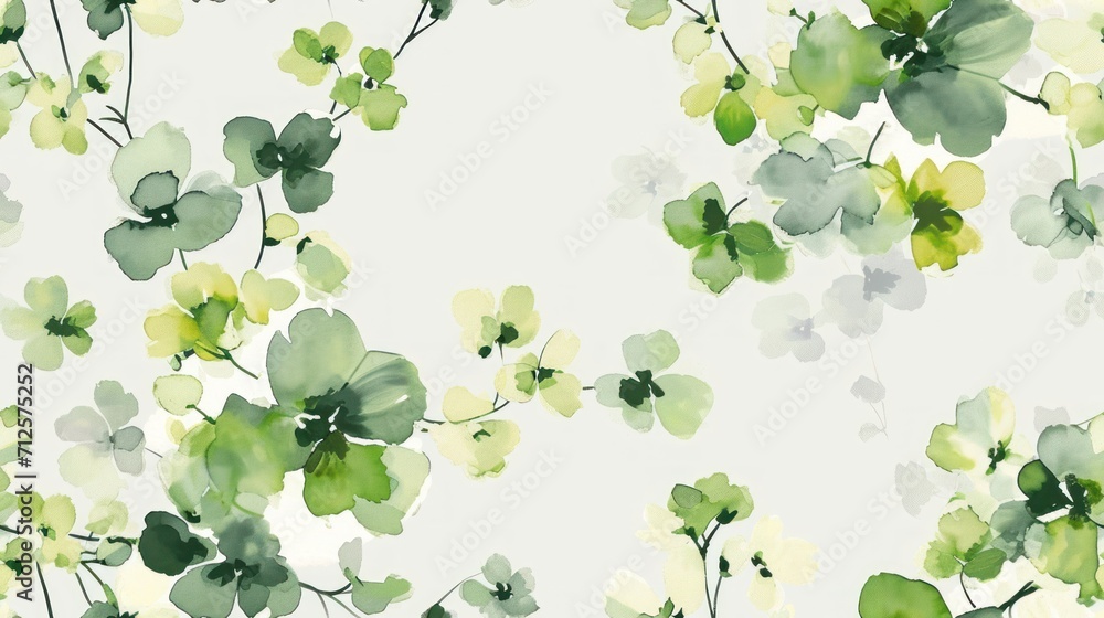 a watercolor painting of green and yellow flowers on a white background with a green leafy pattern on the left side of the image. a watercolor painting of green and yellow flowers on a white background with a green leafy pattern on the left side of the image.