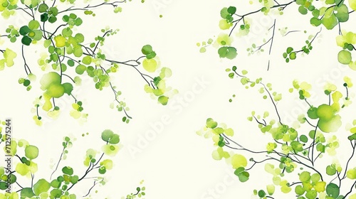  a watercolor painting of a tree branch with green leaves on a white background with space for text or image.
