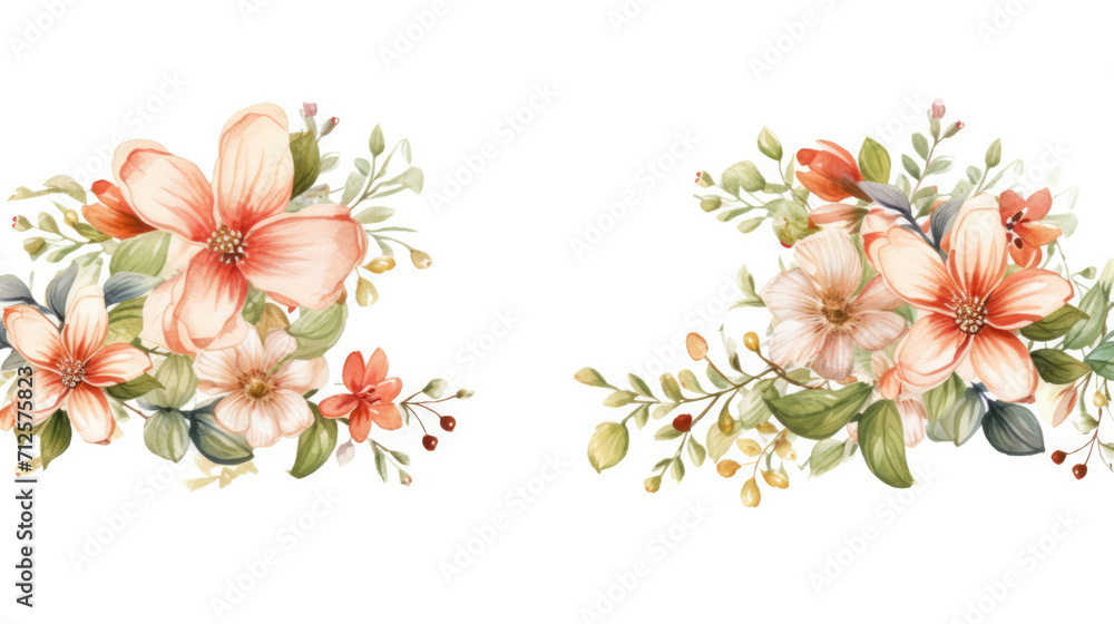 Fototapeta premium A charming frame of delicate floral elements, creating a timeless and enchanting background for your elegant designs and projects