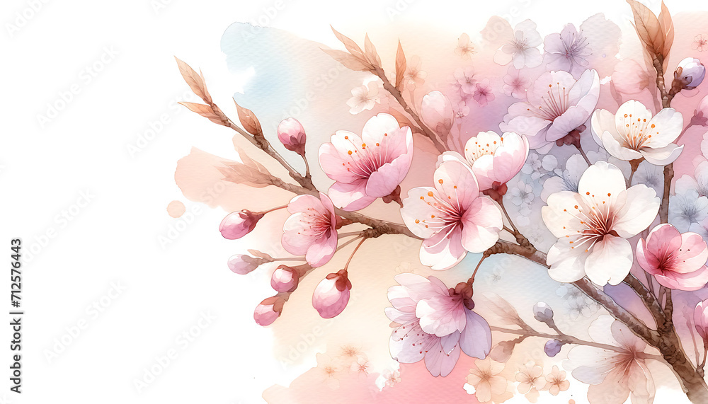 Design illustration highlighting the beauty of branches of cherry blossoms in spring. Use for greeting cards, invitations, banners, and presentations.