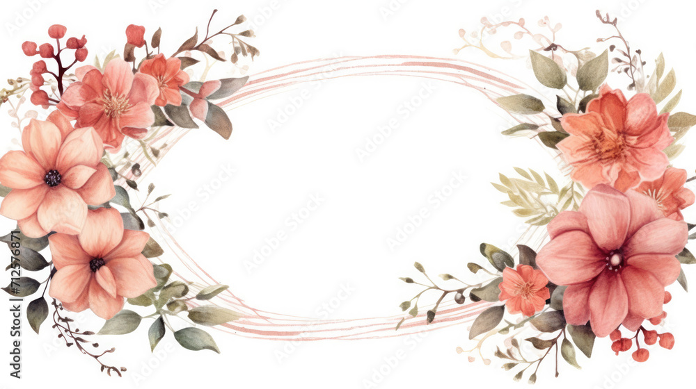 Fototapeta premium A charming frame of delicate floral elements, creating a timeless and enchanting background for your elegant designs and projects