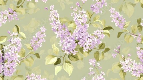  a painting of a bunch of lilacs on a light green background with green leaves and purple flowers on the stems.