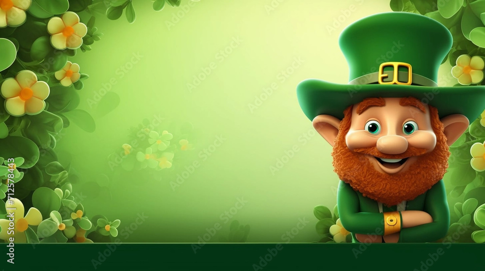 copy space, Happy Saint Patrick's day green frame, leprechaun cartoon, shamrocks clover background. Beautiful mockup for Saint Patrick’s day. Design for greeting card, invitation, poster. copy space, Happy Saint Patrick's day green frame, leprechaun cartoon, shamrocks clover background. Beautiful mockup for Saint Patrick’s day. Design for greeting card, invitation, poster.