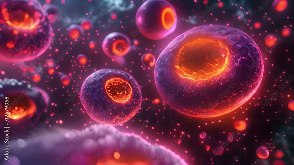 3D Animation of Cell division under a microscope. Dividing and Multiplying Cells. Cell mitosis concept. Inside Human Body. Human cells moving life 3D Animation of Cell division under a microscope. Dividing and Multiplying Cells. Cell mitosis concept. Inside Human Body. Human cells moving life