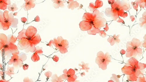  a watercolor painting of red flowers on a white background with a place for the text on the bottom right corner.