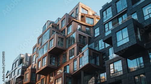  a very tall building with lots of windows and balconies on the top of each of the balconies.