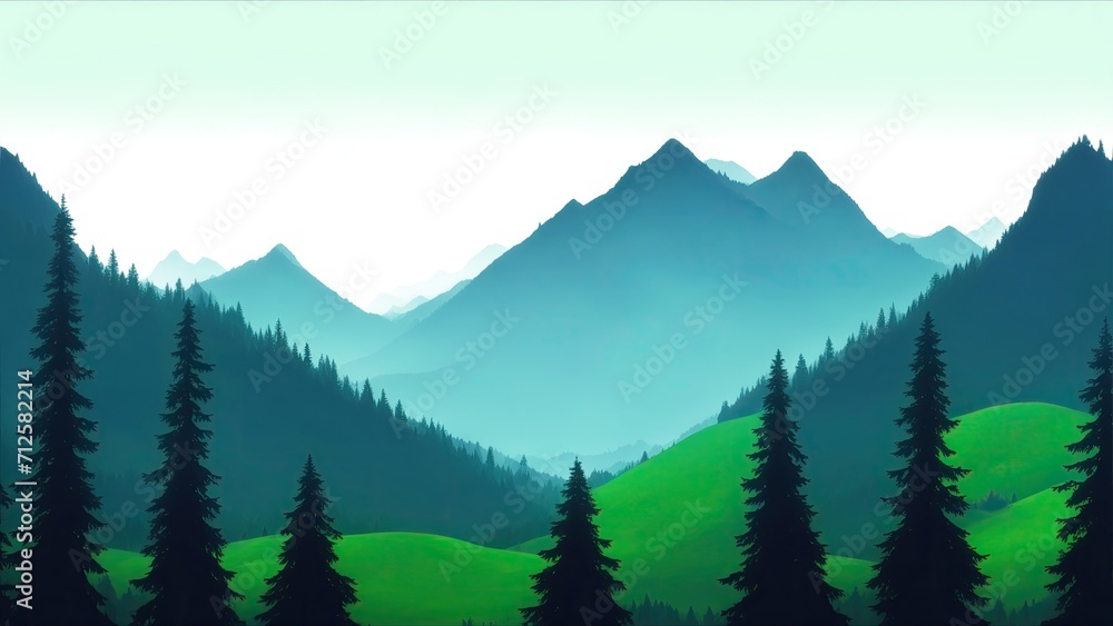 Fototapeta premium Forest mountains nature adventure travel background Landscape