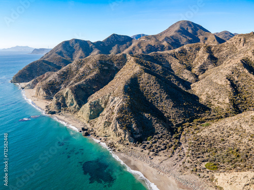 View of aerial view of coast coast in Cabo de Gata, Spain