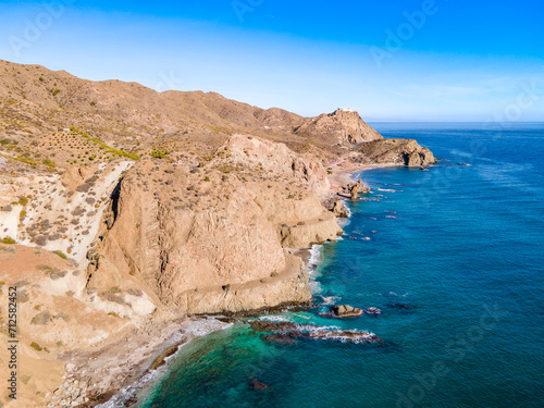 Aerial view of coast coast in Cabo de Gata, Spain