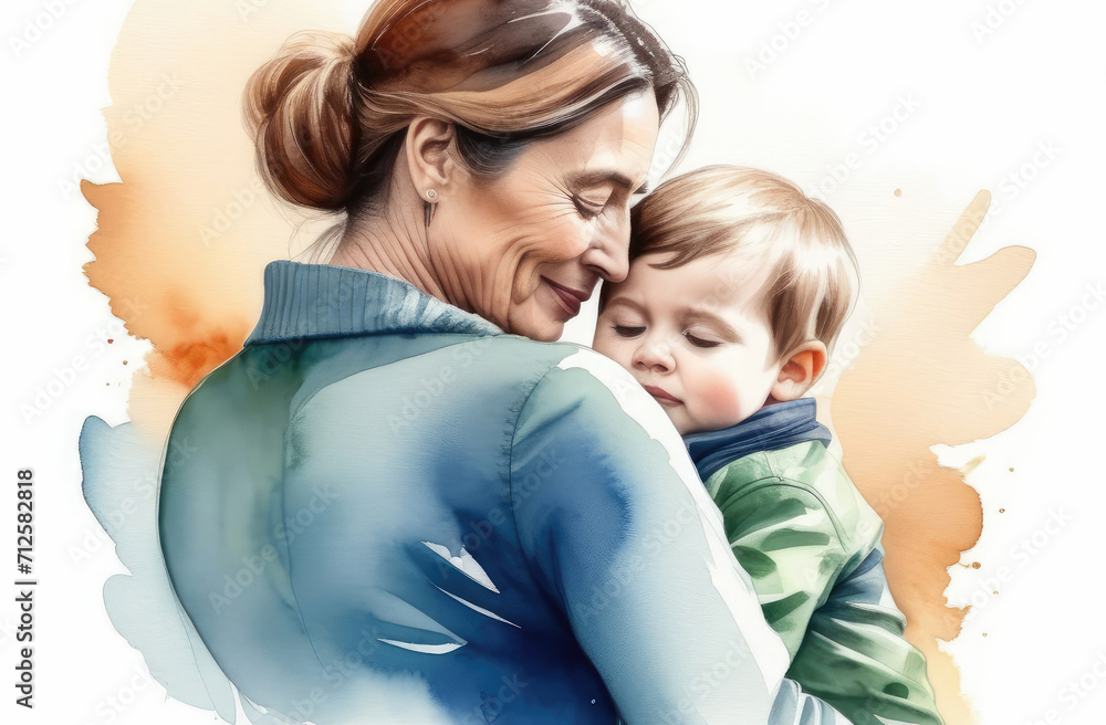 mother hugging baby. smiling middle aged woman holding newborn on her hands. motherhood concept. mother hugging baby. smiling middle aged woman holding newborn on her hands. motherhood concept.