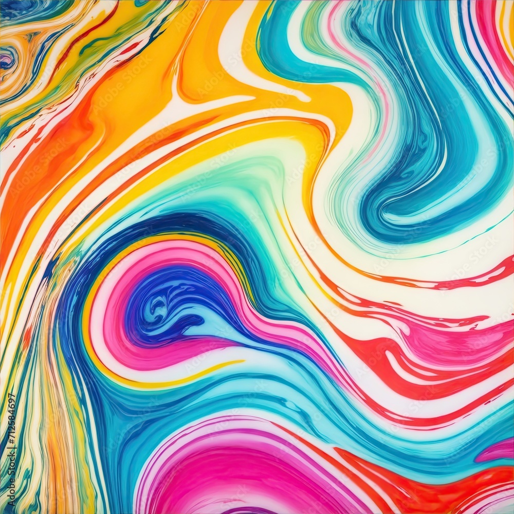 Abstract colorful marbled acrylic paint ink painted waves painting texture background