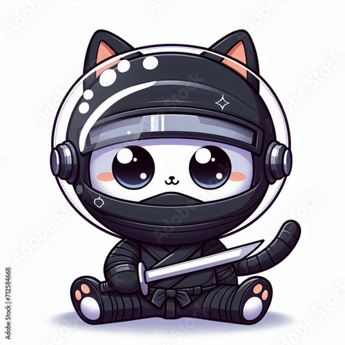 ninja cat figure Generative AI photo