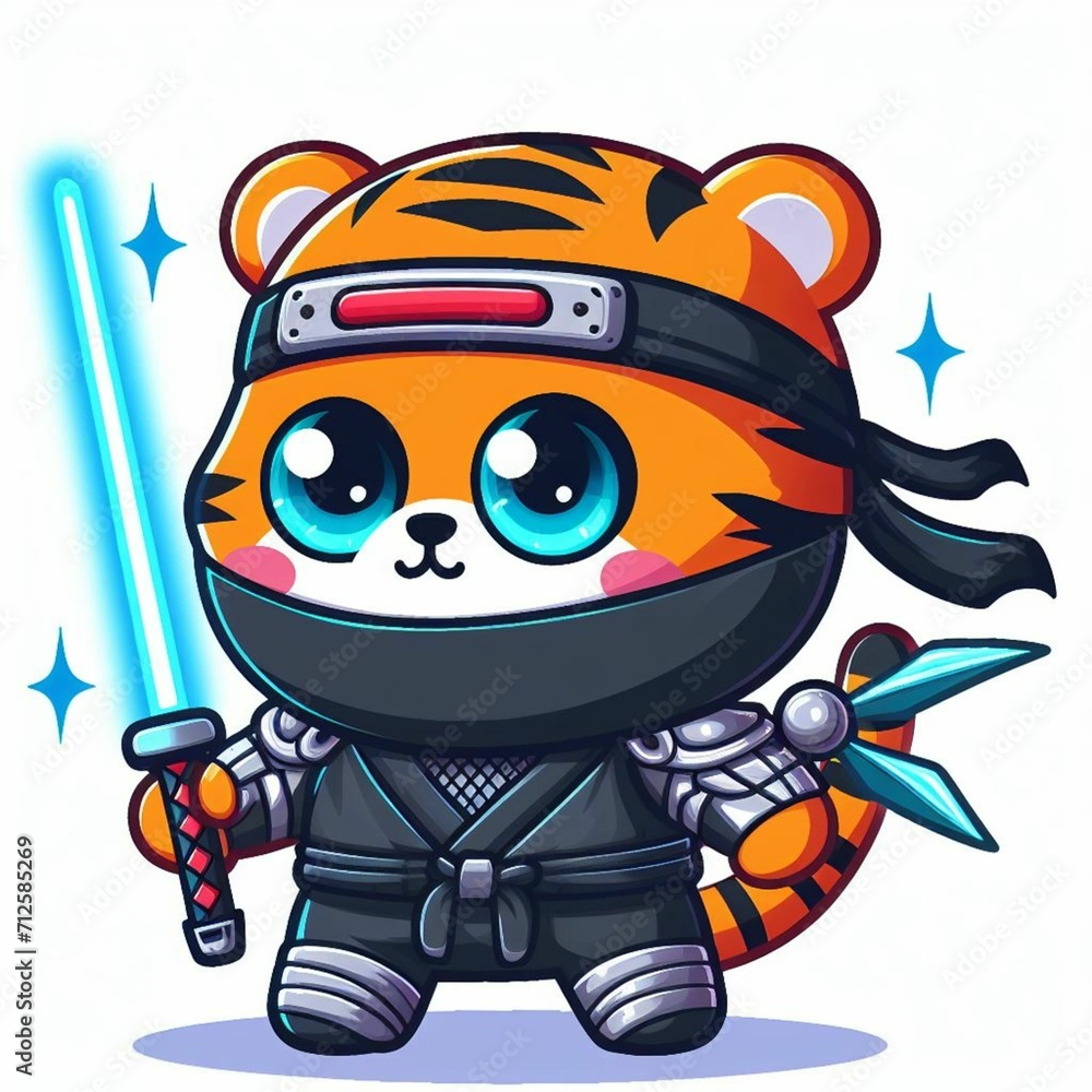 Fototapeta premium figure ninja tiger AI generative 