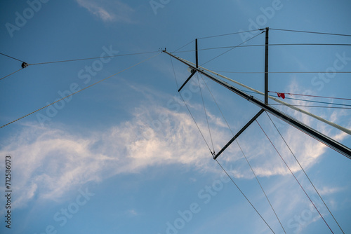 Sailing in twilight or sunset on the gulf of Biscay. photo