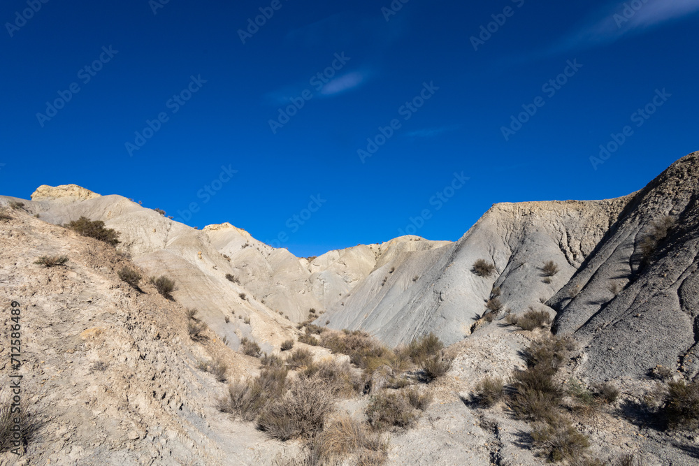 Great view of the Tabernas Desert (Desierto de Tabernas) location of various Western films. Almeria, Andalucia, Spain