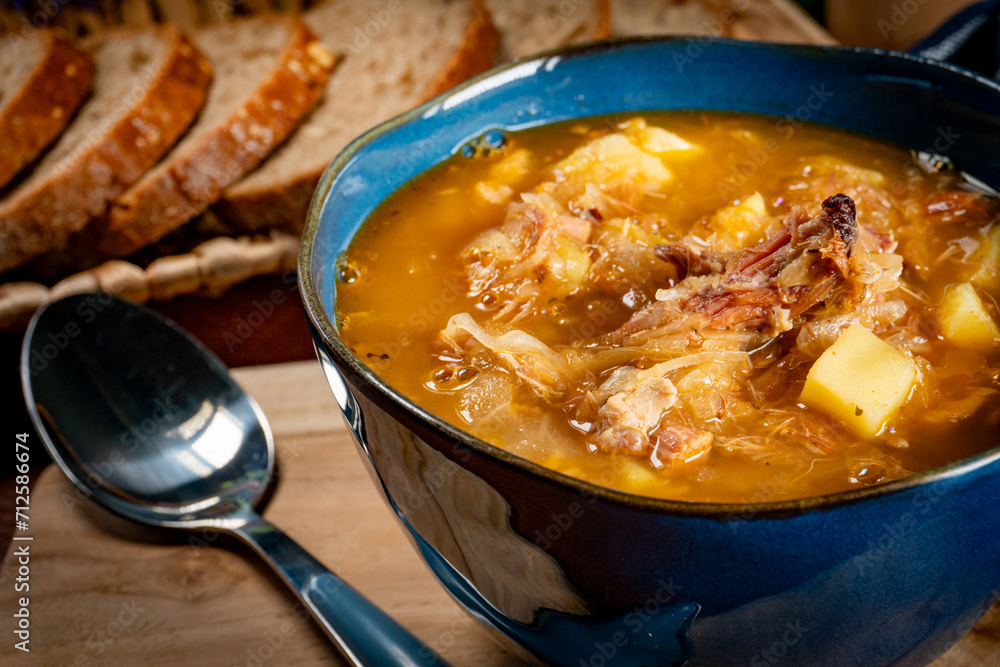 Traditional sour cabbage soup. Traditional sour cabbage soup.