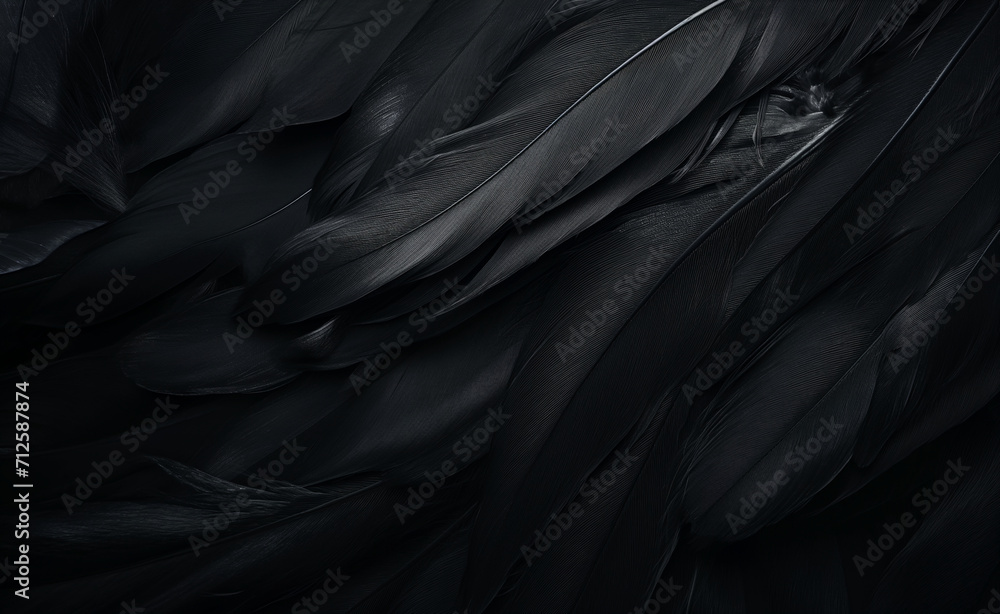 Detailed black feathers texture background Detailed black feathers texture background