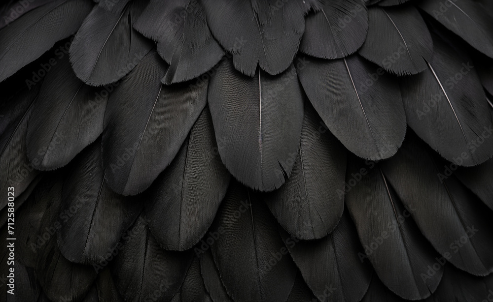 Detailed black feathers texture background Detailed black feathers texture background