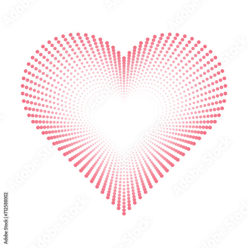 Pink heart dotted vector clipart - love romantic exploding heart shape halftone dots burst illustration