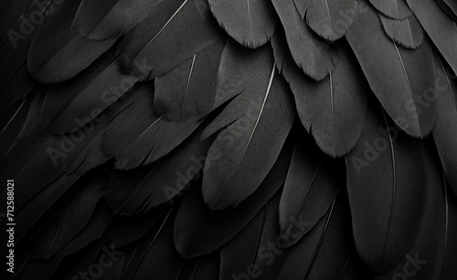 Detailed black feathers texture background © Curioso.Photography