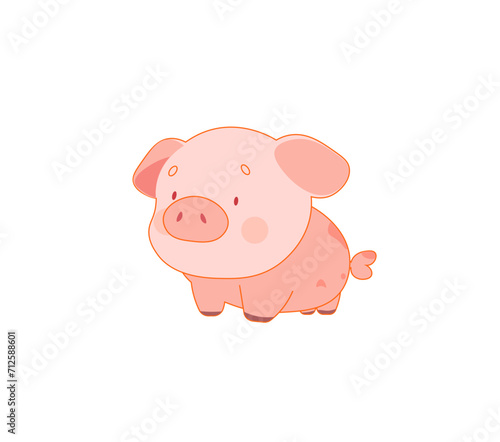 Vector illustration of cartoon pig isolated on white background