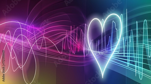 heart abstract background with lines presenting heart beats