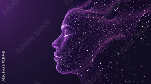  a woman's face with a purple background and stars in the shape of a woman's head with a purple background and stars in the shape of the shape of a woman's head.