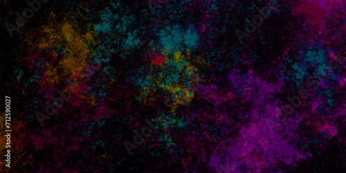 Dark concrete wall beautiful green and dark blue ocean background.  Colorful Stained stony rusty wall background. Aquamarine and pink Abstract Glowing Space Stars. Vintage paper textured aquarelle