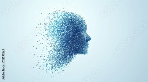 a silhouette of a person's head with a lot of dots in the shape of a human's head. photo