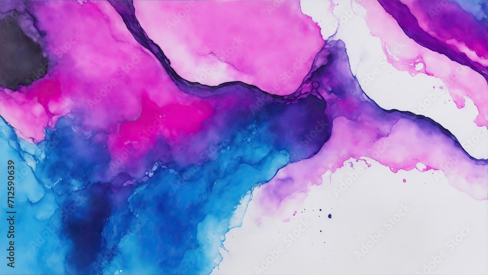 Dark Pink and blue abstract alcohol ink painting background