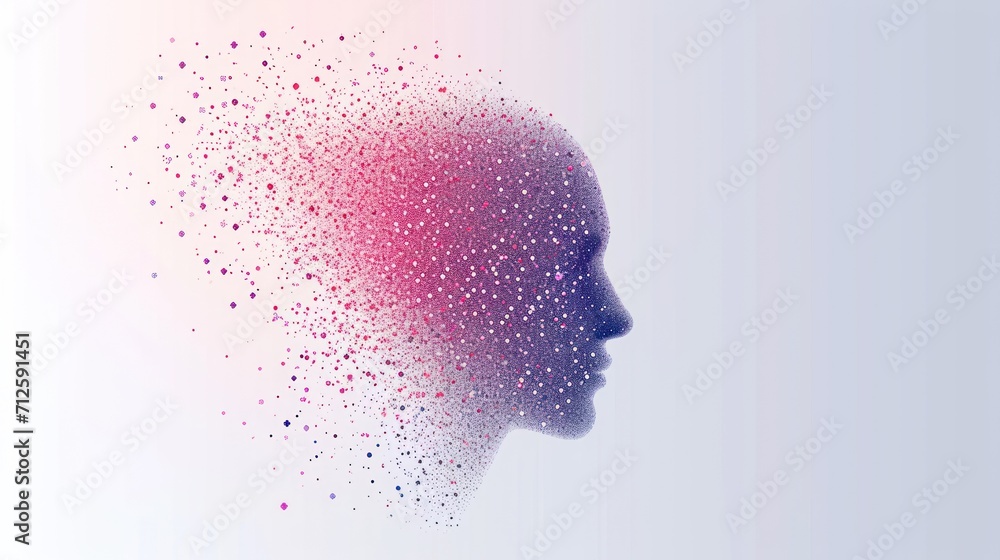 the silhouette of a woman's head with dots in the shape of a woman's head on a white background. the silhouette of a woman's head with dots in the shape of a woman's head on a white background.