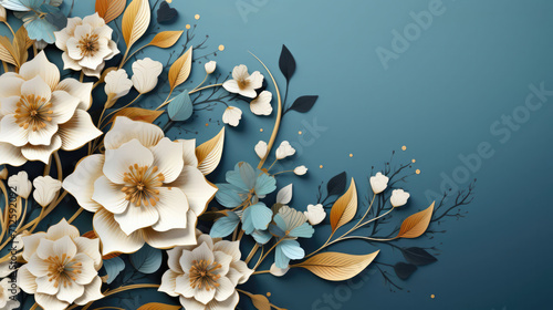 Exquisite flower illustration background frame  a delicate blend of artistry and nature  framing your content with timeless beauty