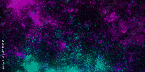Star field background Aquamarine and pink dark red pink, blue and purple nebula universe. Cosmic neon light blue watercolor background aquarelle deep black Paper textured. Fantastic outer view space.