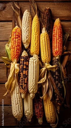 Native American Corn Wooden Background AI Generated pictures