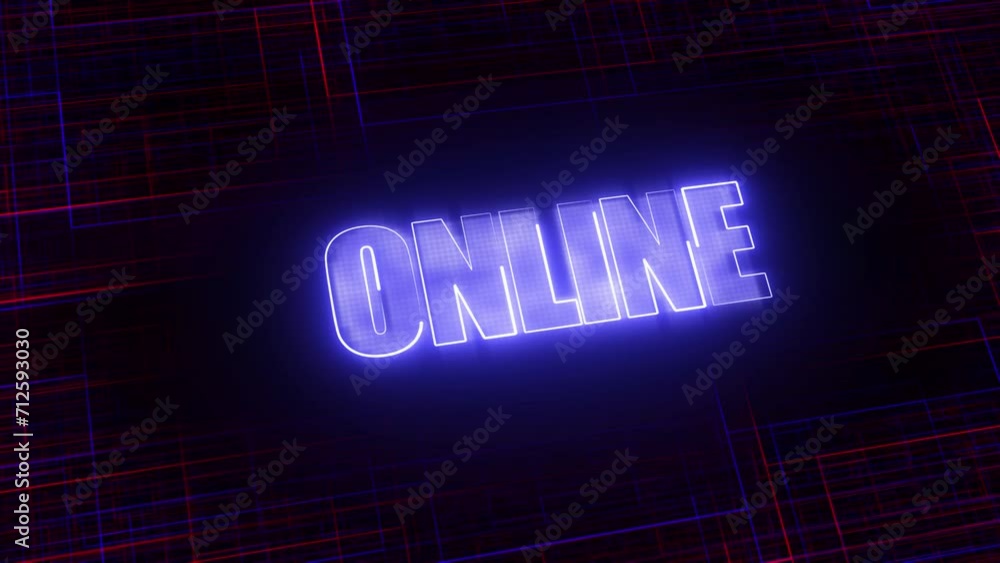 Online text animation on technology background. Online text animation on technology background.