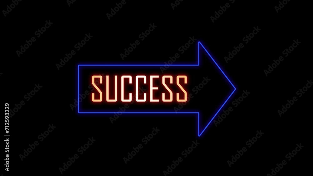 Neon arrow sign with text. Word Success. Pathways to Success: Illuminating Your Journey concept. Neon arrow sign with text. Word Success. Pathways to Success: Illuminating Your Journey concept.