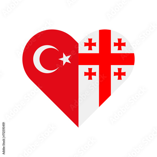 unity concept. heart shape icon of turkey and georgia flags. vector illustration isolated on white background photo