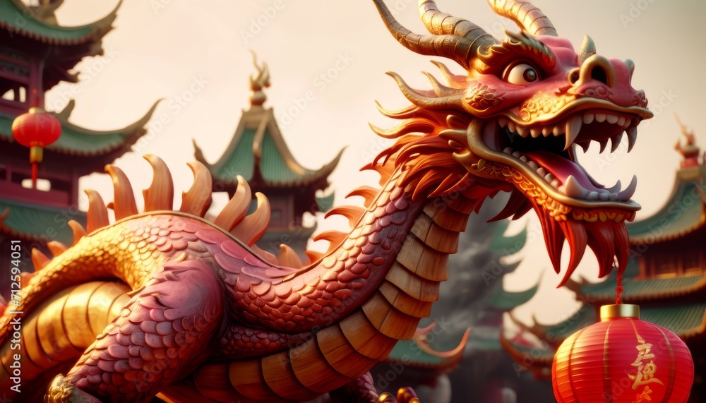 Obraz premium Beautiful fantasy dragon. Year of the Dragon according to the eastern horoscope