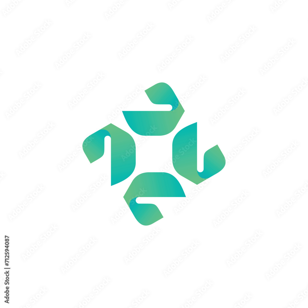 Fototapeta premium Abstract square cycle logo twisted green vector design