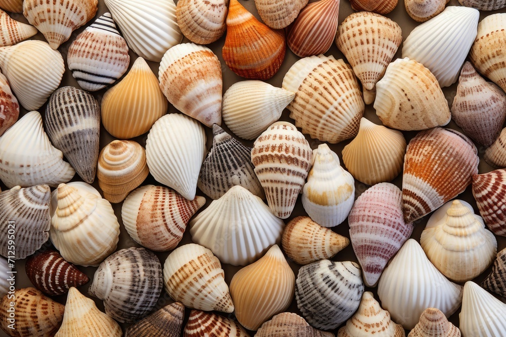 Colorful seashell background, lots of mixed seashells piled together ,background of seashells Colorful seashell background, lots of mixed seashells piled together ,background of seashells