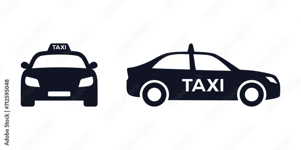 Taxi cab car vector icon. Taxi car front and side view flat pictogram designs, Vector illustration.
