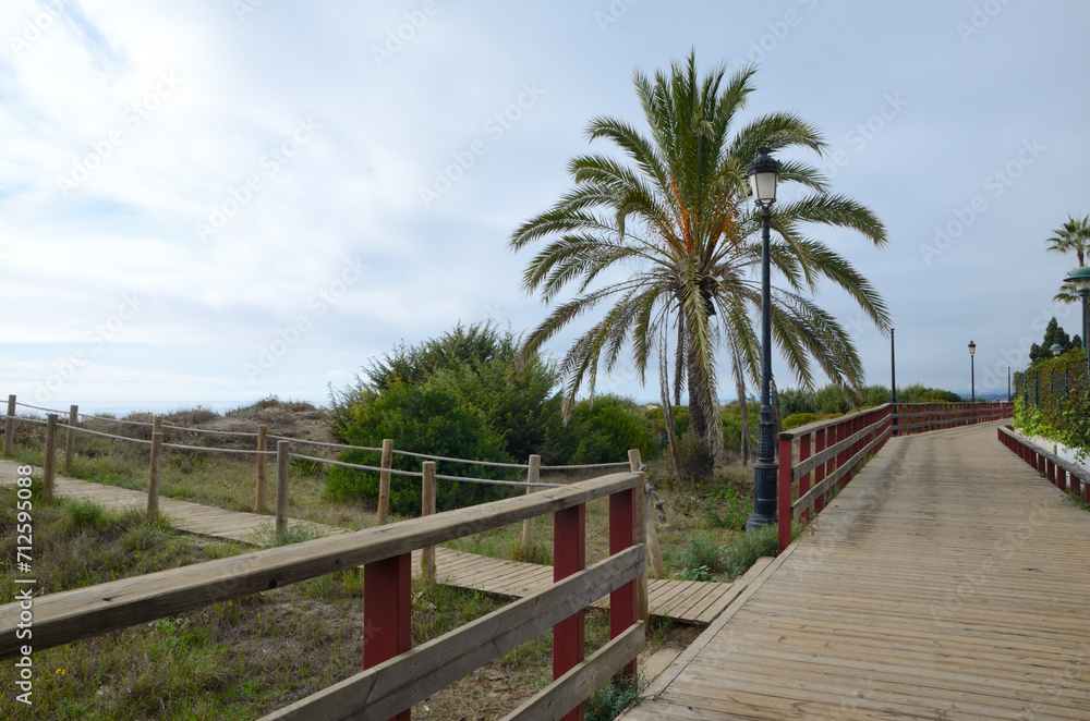 Walkway in Marbella coast Walkway in Marbella coast