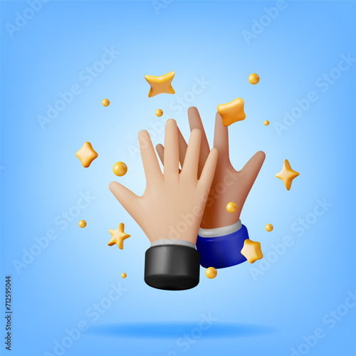 3d High Five Hands with Confetti