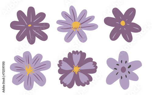 Abstract flowers vector clipart. Spring illustration.