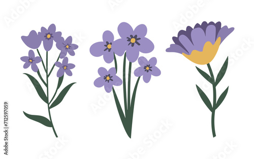 Abstract flowers vector clipart. Spring illustration.