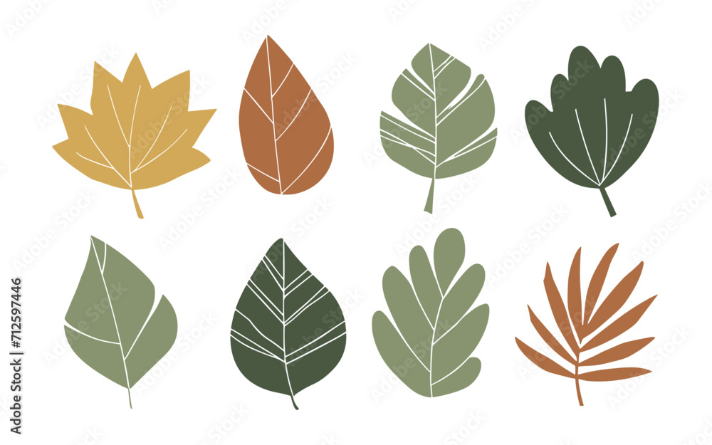 Abstract leaves vector clipart. Spring illustration.