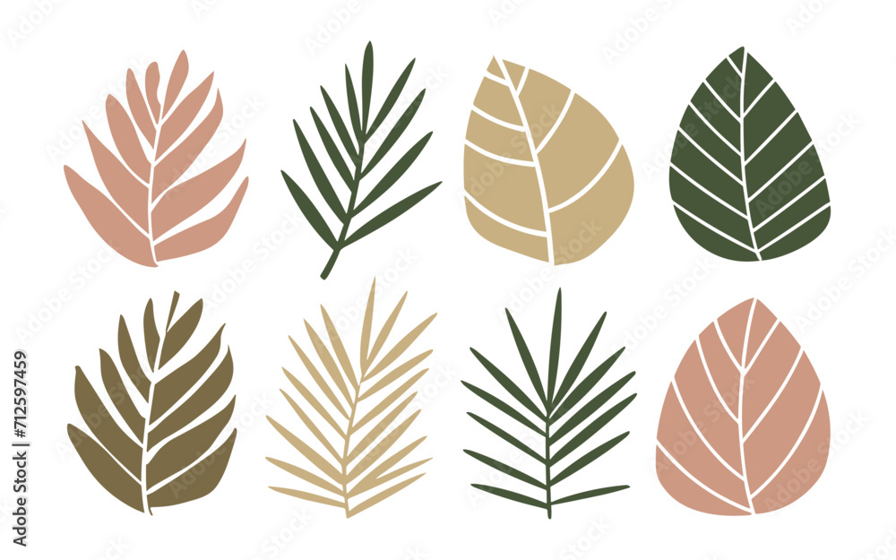 Obraz premium Abstract leaves vector clipart. Spring illustration.