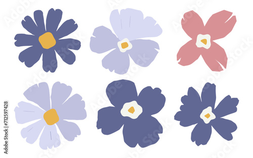 Abstract flowers vector clipart. Spring illustration.